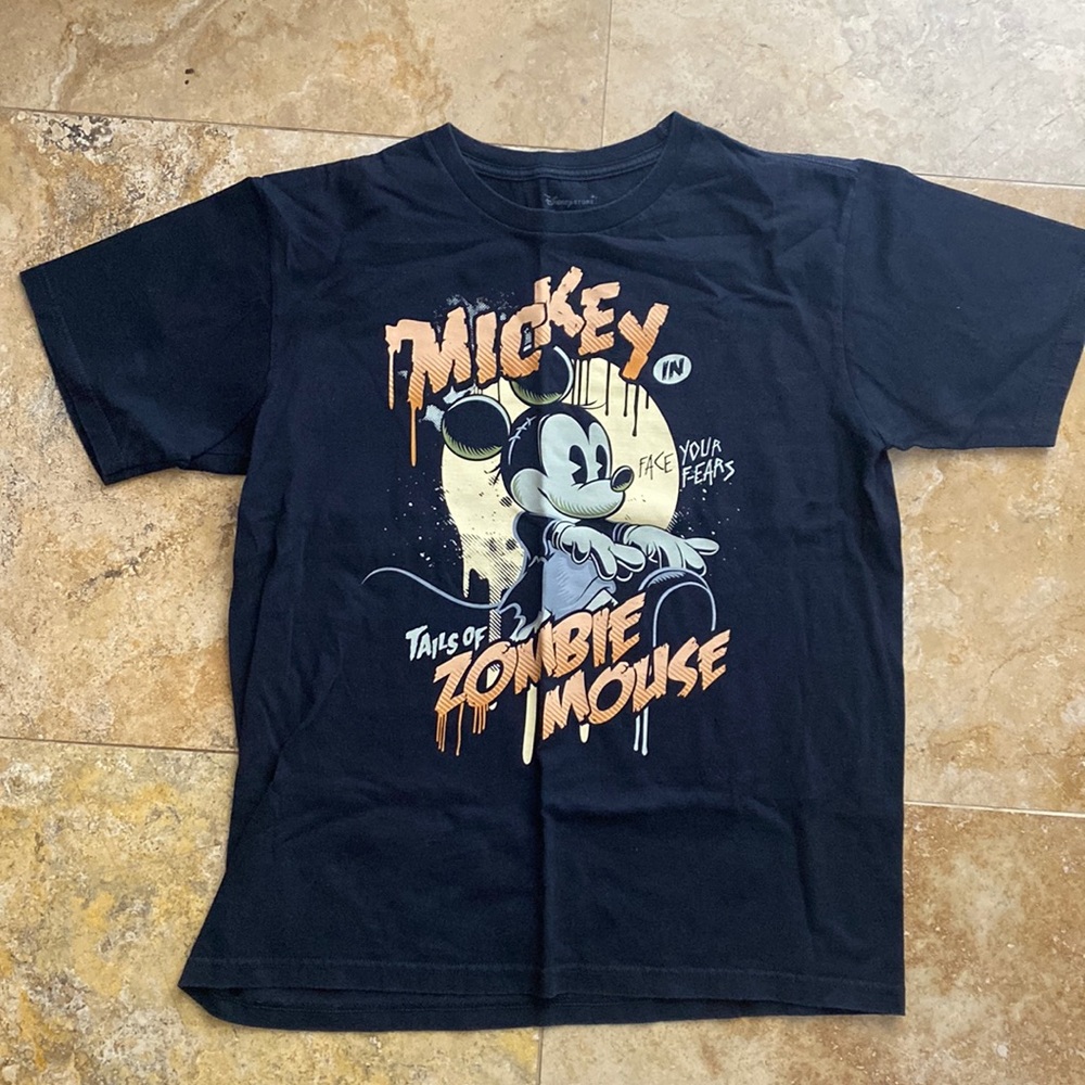 Disney Store tails of zombie mouse Mickey Mouse black crewneck shirt